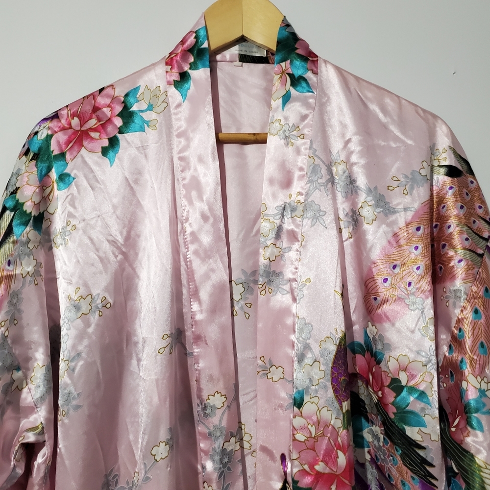 Floral Pink Satin Robe - Picture 4 of 5